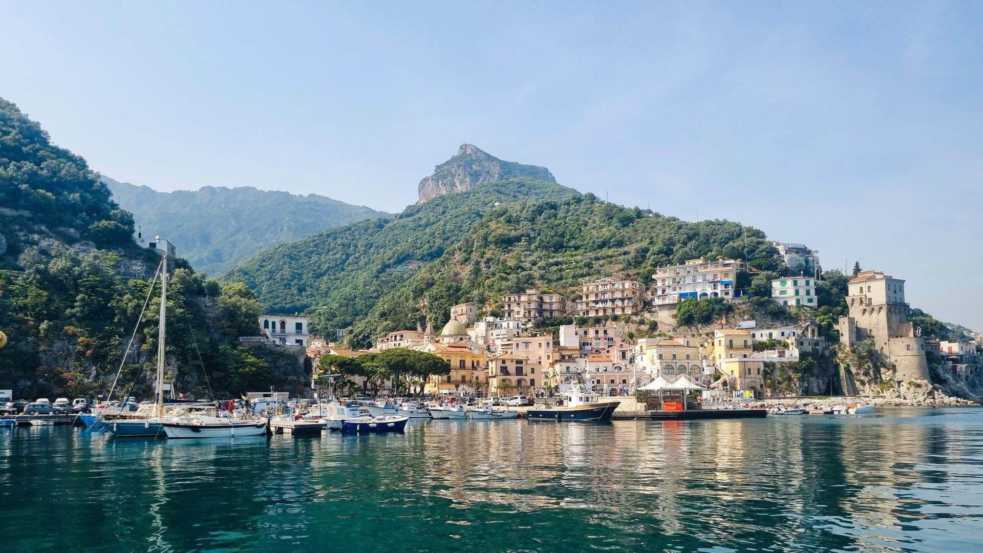 Salerno's Marina d'Arechi or Cetara fishing village — embark/arrival point.