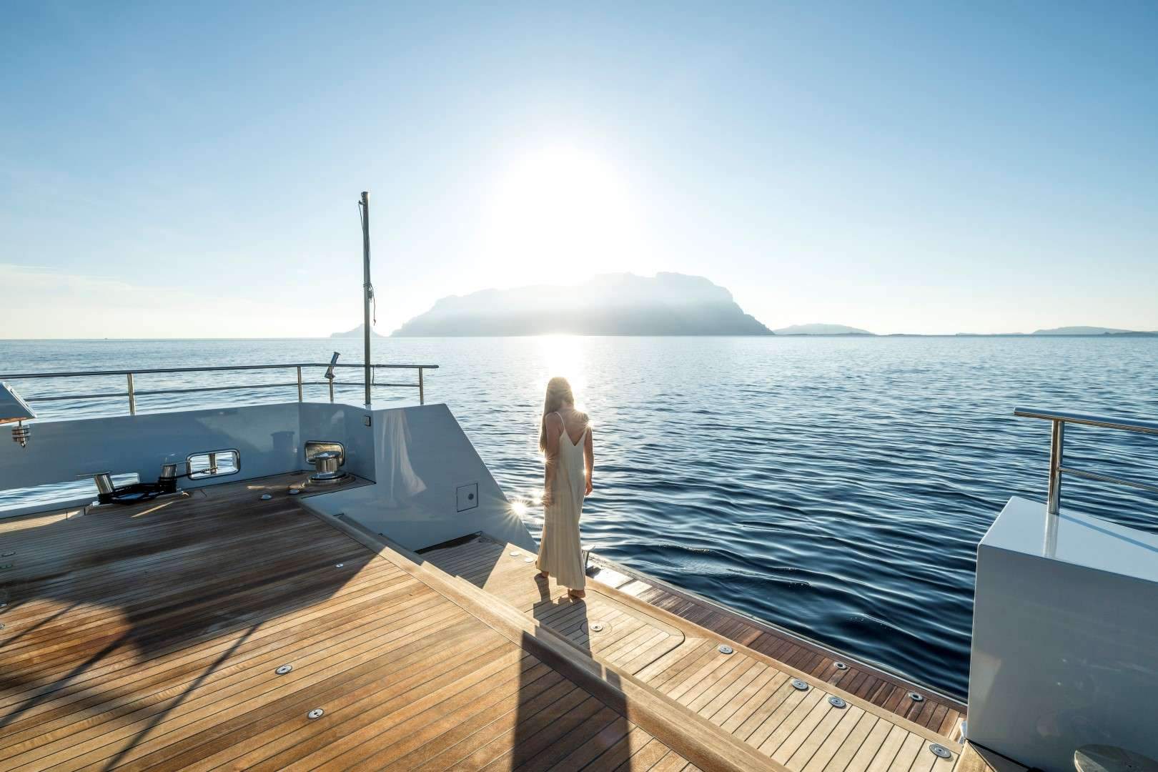Crewed yacht in a cove off the Amalfi Coast — Italian register