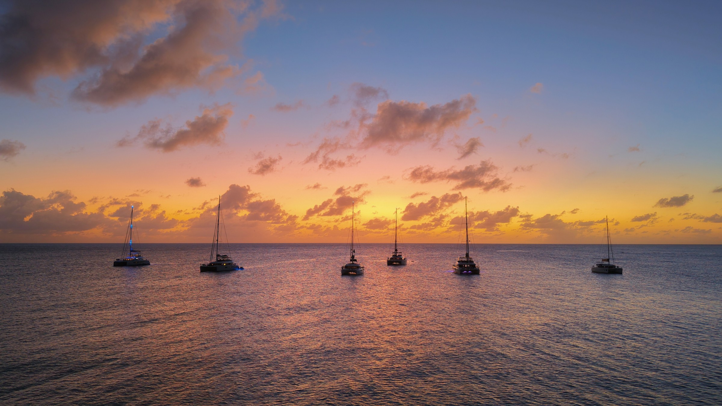 Sunset over the anchorage at Pomato Point — the end of a day on Anegada.