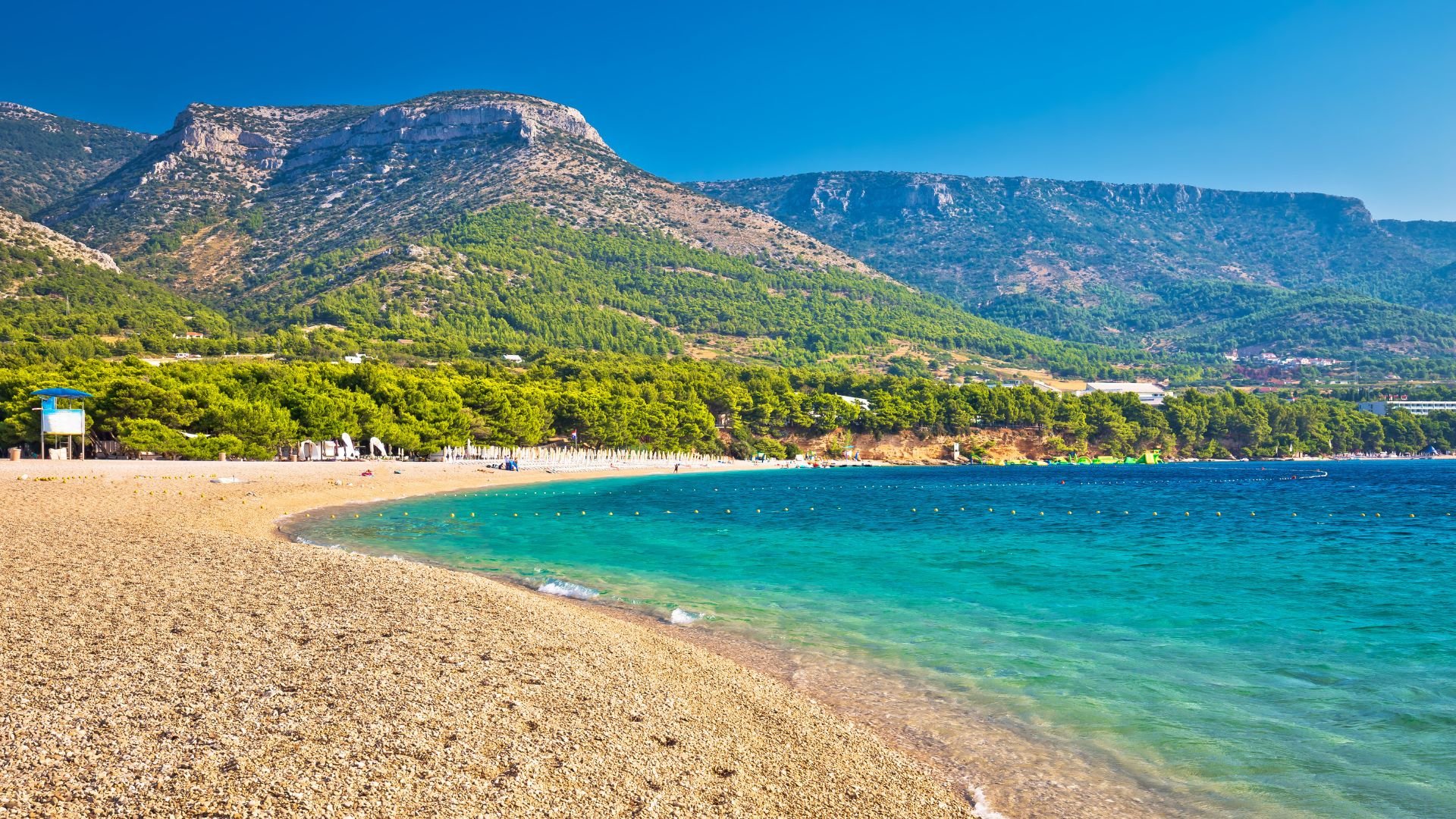 The horn of Zlatni Rat projecting from the south shore of Brač near Bol.