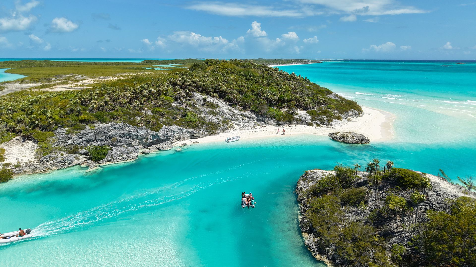 Shroud Cay, Exuma Land and Sea Park — aerial of the cuts