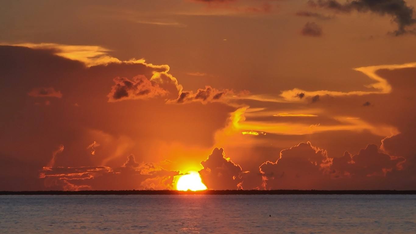 Dramatic sunset over open Gulf-side water west of Key West