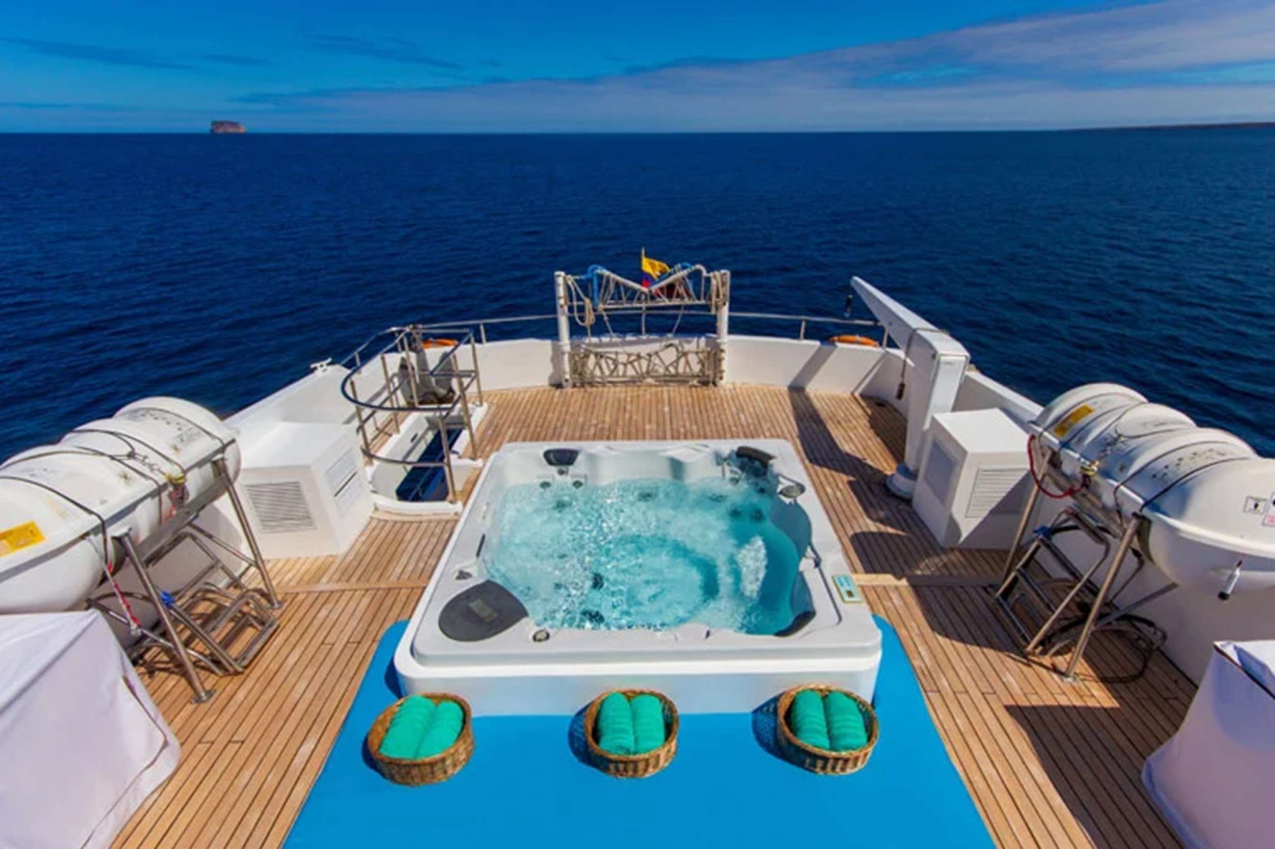 Jacuzzi on the top sundeck of an expedition yacht