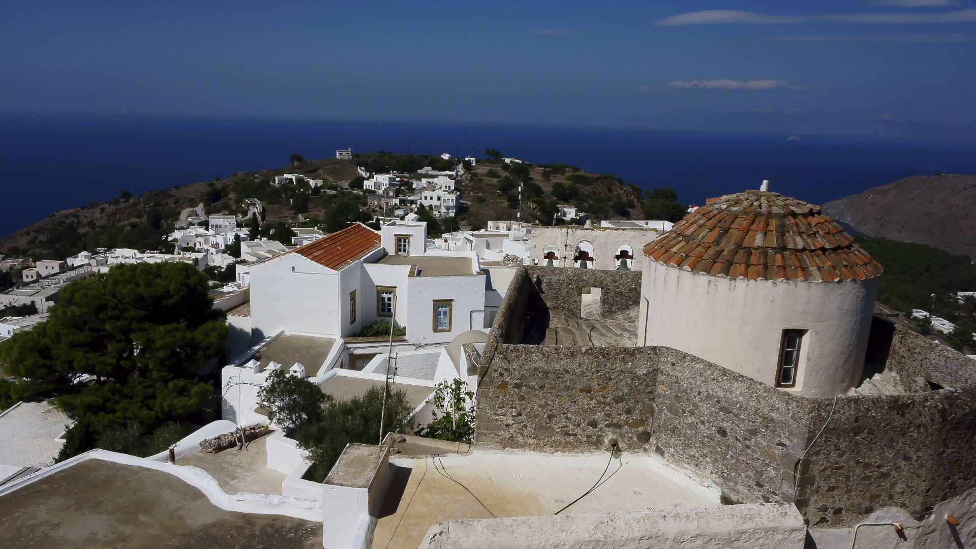 Patmos Chora — the UNESCO monastery on the ridge above Skala.