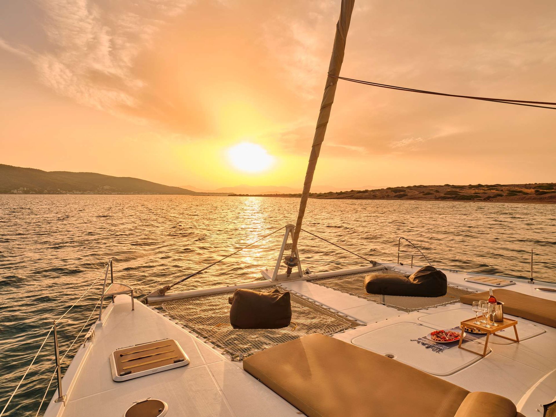 Sundowners on the bow.