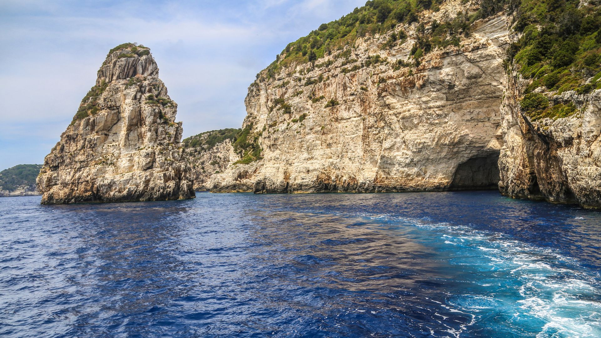 Paxos — olive groves and cypress, all the way around.