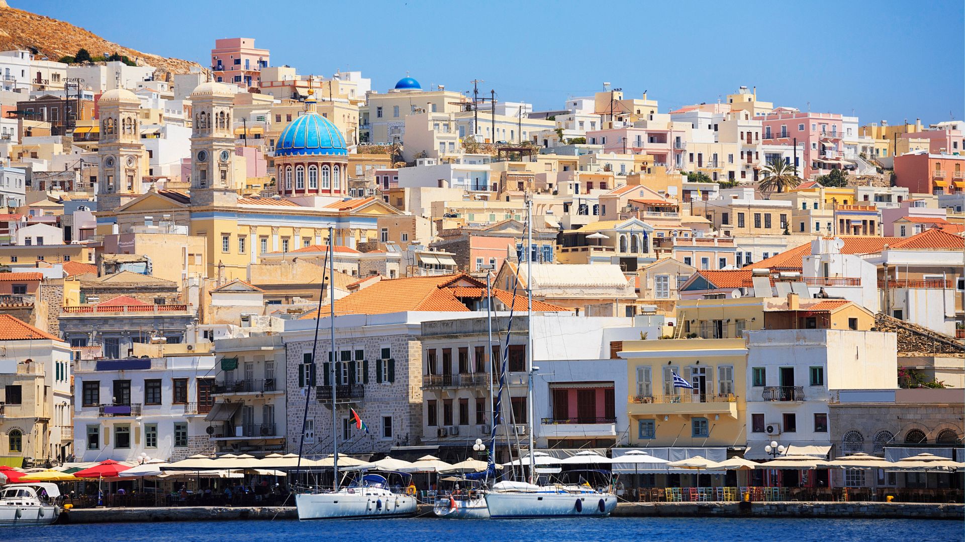 Ermoupoli was the largest port in Greece in the 19th century—the architecture is unlike anywhere else in the Cyclades.