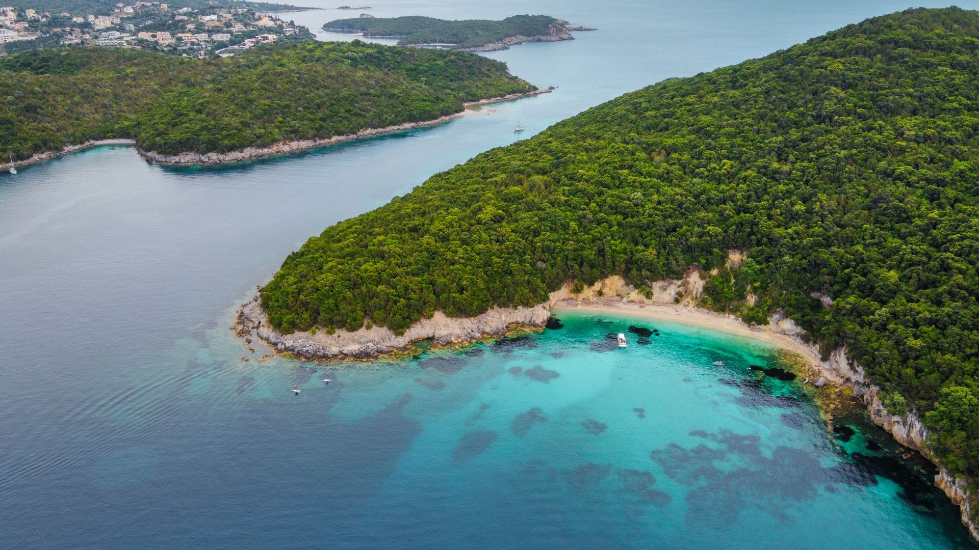 The shallow turquoise water of the Blue Lagoon at Syvota.