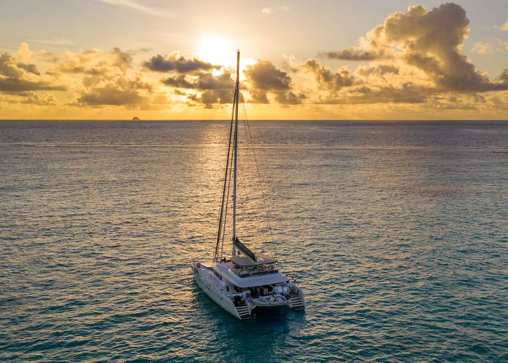 Last sunset on the chain—back at anchor in Admiralty Bay, where the trip started, with a week of the Grenadines behind you.