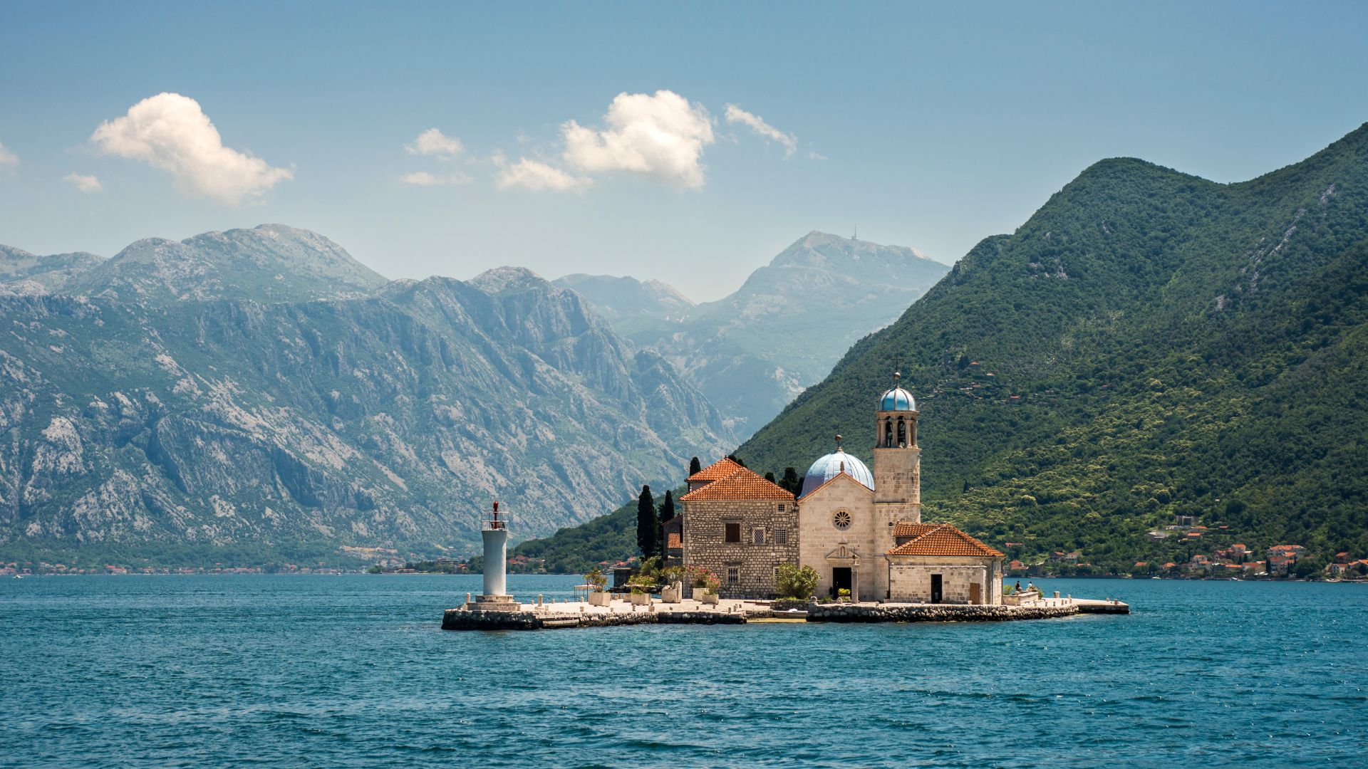Our Lady of the Rocks — the artificial island built over two hundred years from sunken-ship ballast, baroque church and museum on top.
