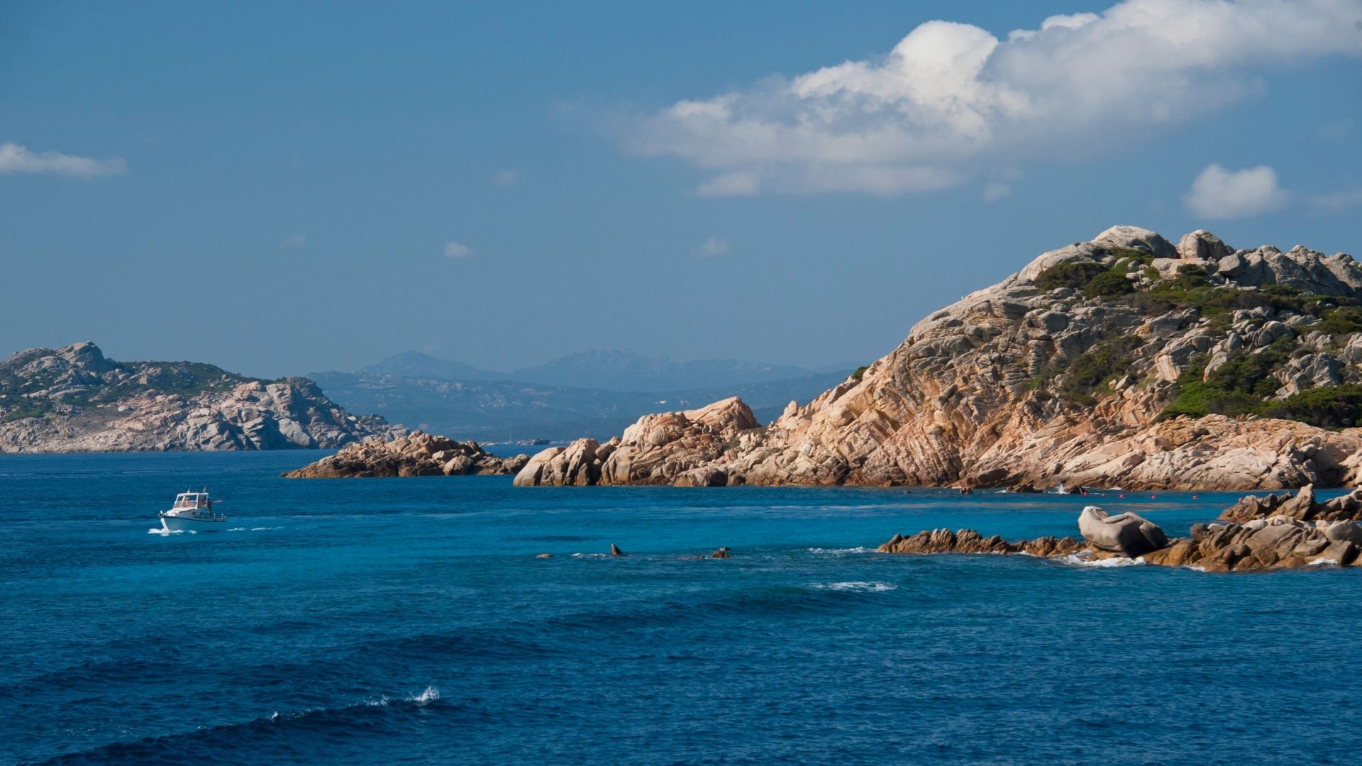 Pink granite outcrops in the La Maddalena archipelago, Sardinia