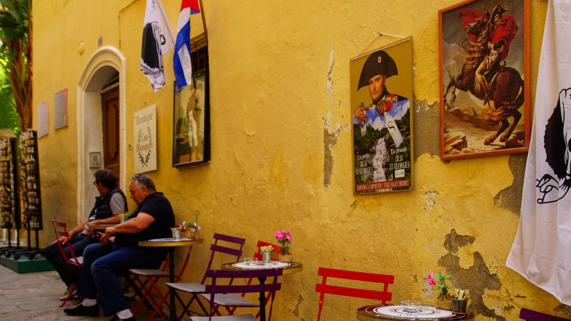 Napoleon was born in Ajaccio in 1769; the family house in the old town is preserved as a museum and is a fifteen-minute walk from the marina.