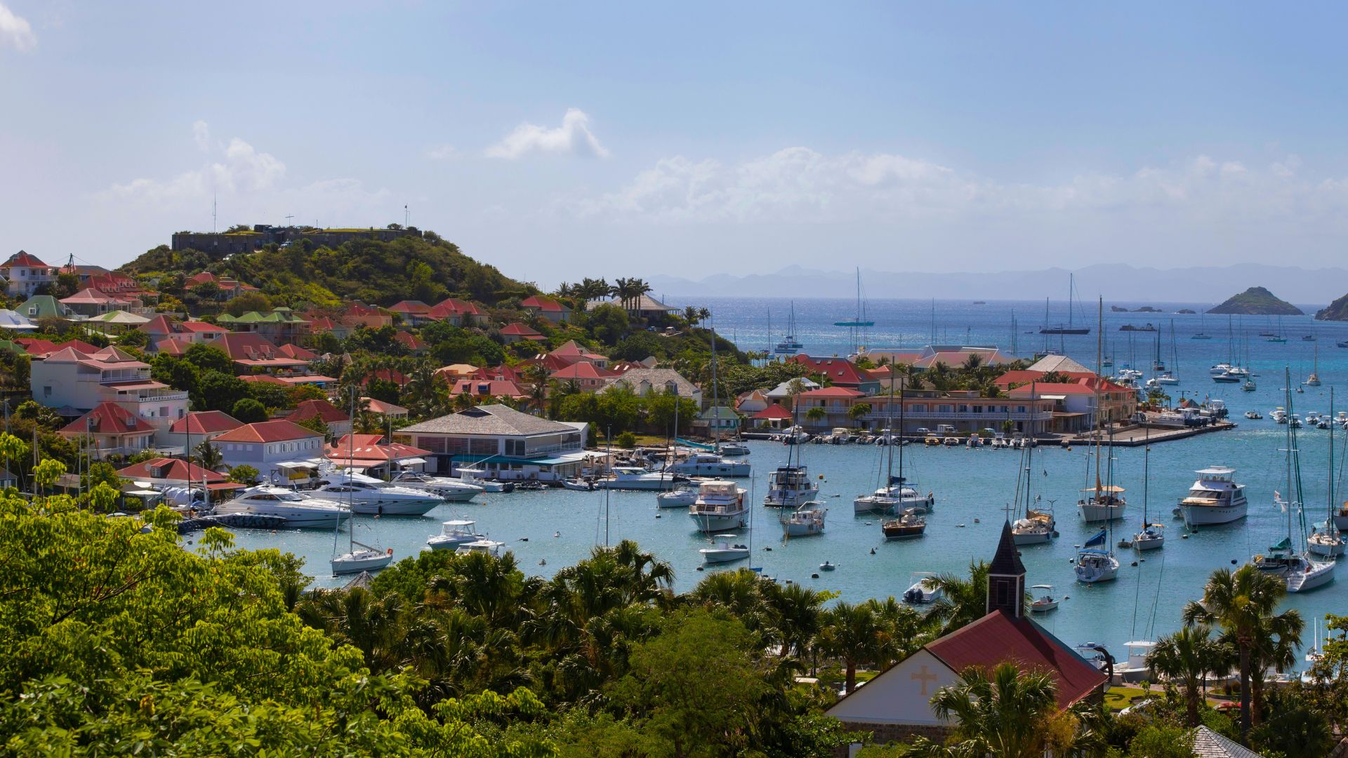 View over Gustavia, St. Barts — French Caribbean yacht charter base