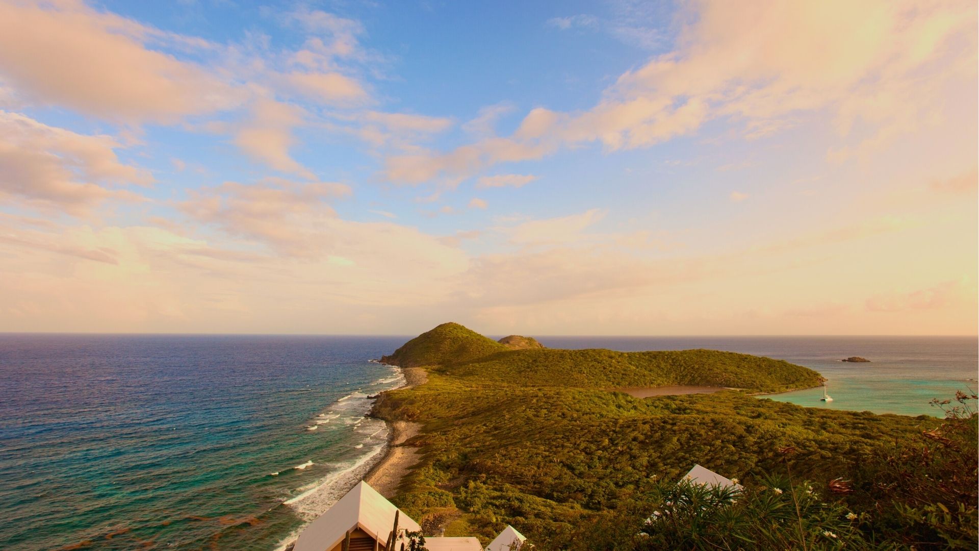 The gorgeous setting of North Sound in Virgin Gorda with Saba Rock and BEYC.