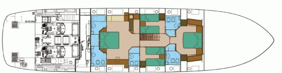 Deck plan and layout for Anything Goes IV