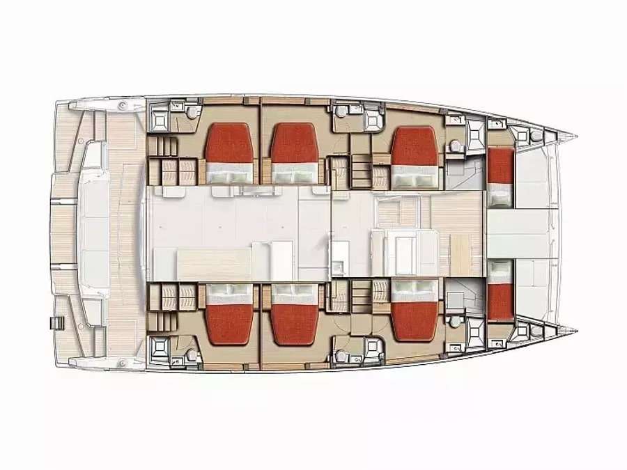Deck plan and layout for Kos 58.cat