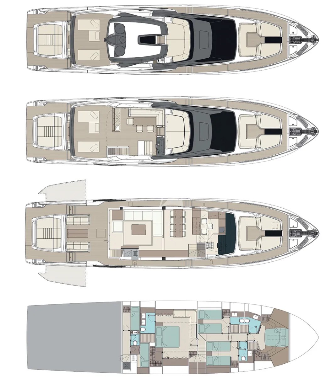 Deck plan and layout for X Seven